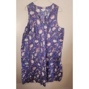 J. Jill Love Linen Dress Womens‎ Large Linen Floral Paisley Shift Pocket Purple